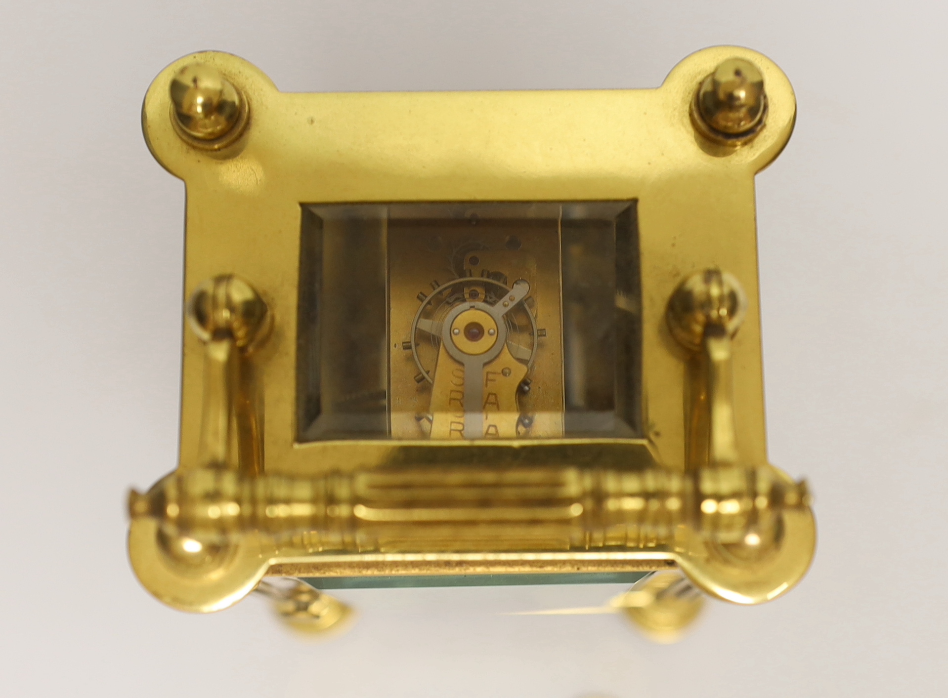 An early 20th century brass carriage timepiece, 13.5cm
